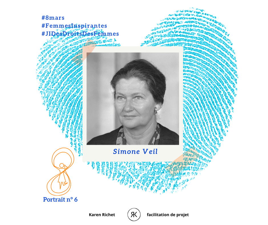 Femme inspirante portrait de Simone Veil 8 mars 2021 journée internationale du droits des femmes